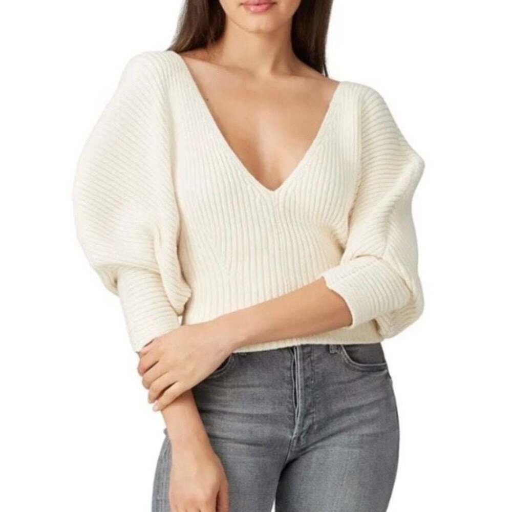 Mara Hoffman Cream V Neck Sweater Size Small